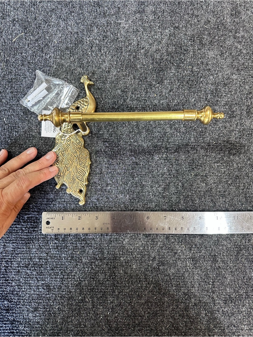 Anthropologie Antiqued Brass Peacock Toilet Paper Holder - Decorative Wall Mount - Picture 3 of 7